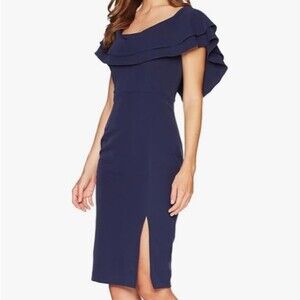 Bardot Off Shoulder Ruffle Dress Navy Blue EUC |FINAL PRICE ⌛️